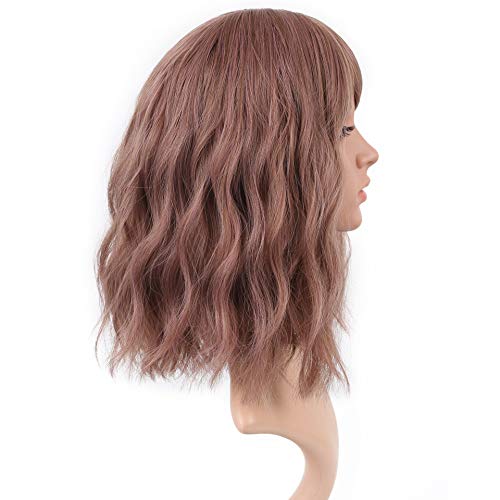 image for VCKOVCKO Rattan Short Natural Wavy Wig With Air Bangs Shoulder Length 