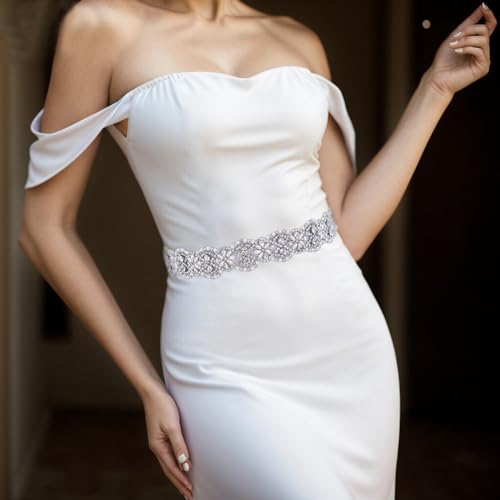 HONGMEI Wedding Belt Sparkly Rhinestone Bridal Sash Pearl Wedding Accessories for Women and Girls2
