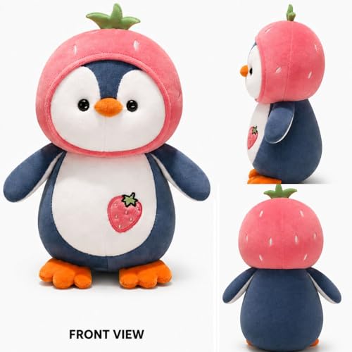 Image of Pink Fruit Penguin Plush Stuffed Toy 25cm | Ultra Soft Hugging Pillow | for Kids Boys Girls