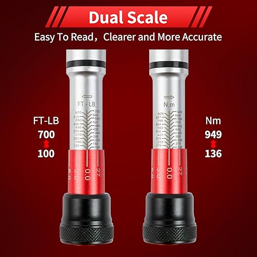 Image of Hairich 3 /4-Inch Drive Click Torque Wrench, Dual-Direction Adjustable 48 tooth 100-700ft.lb /136-949Nm, Professional Inch Pound Torque Wrench, for Maintenance Tool and Product Assembly