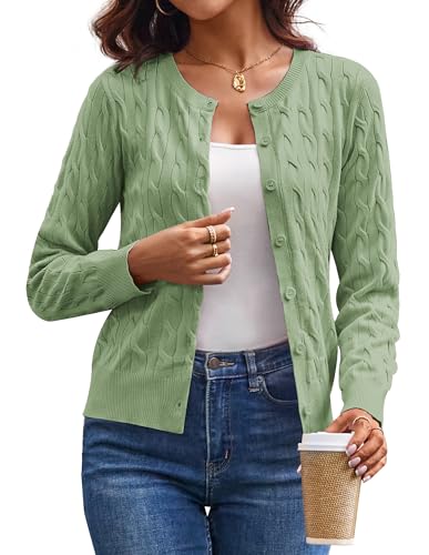 GRACE KARIN Cable Knit Cardigan Sweaters for Women Lightweight Fall Outfits