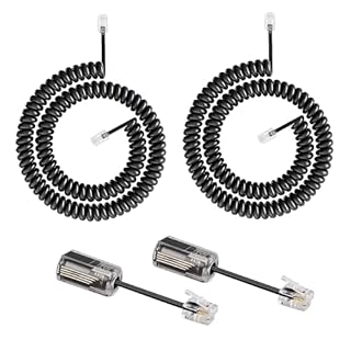 CNHIDEE Phone Cord for landline Handset Cords Detanglers, 2Pack Telephone Cords Landline Handset Cord Cable 10Ft Uncoiled(1.2 Ft Coiled) and 2 Pack Anti-Tangle Untangler 360 Degree Rotating Swivel