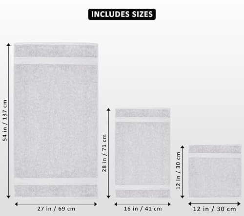 Utopia Towels 8 Piece Premium Towel Set, 2 Bath, 2 Hand, and 4 Wash Cloths, 600 GSM 100% Ring Spun Cotton, Highly Absorbent Towels for Bathroom, Gym, Hotel, and Spa, Silver