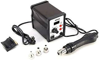 858D SMD LED Digital Display Soldering Desoldering Station Hot Air Rework Station, 700W Effective Low Noise, Adjustable Air Gun Tool with LED Indicator and 3 Nozzles UK Plug