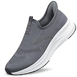 Mens Hands Free Shoes Non Slip Walking Shoe Slip On Laceless Sneakers Lightweight Breathable Gym Zapatos de Hombre Dark Grey Size 11.5