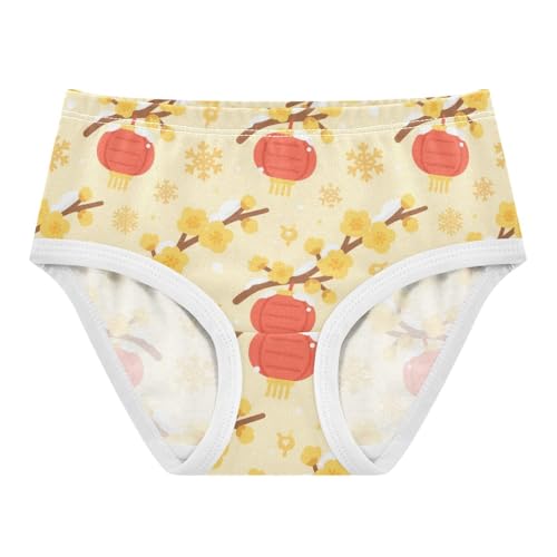 Girls' Underwear Yellow Plum Blossom Red Lantern Toddle Brief Panties 2-8 Years 20300564