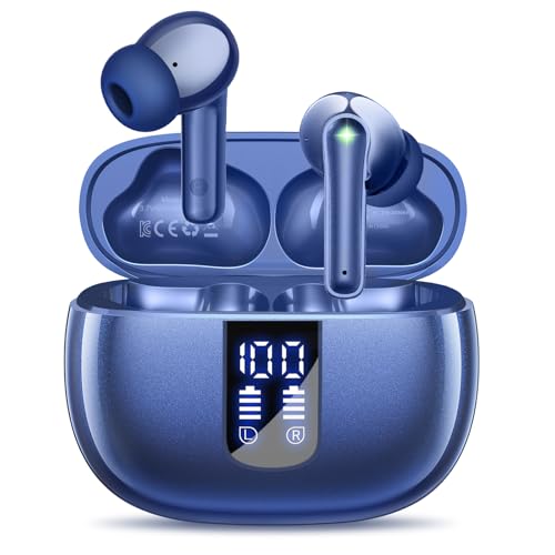 Wireless Earbuds, 50H Playtime Bluetooth Headphones, LED Display Case