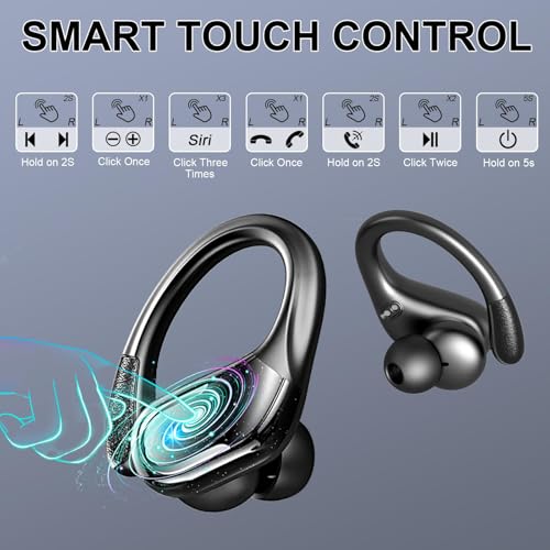 Image of Wireless Earbuds, Sport Bluetooth 5.4 Headphones 2026 New Bluetooth Earbuds with 75Hrs Stereo, 4 ENC Mic, Noise Canceling Over-Ear Buds with Earhooks, IP7 Waterproof Earphones for Workout /Running /Gym