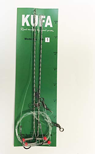 KUFA Sports Stainless Fishing Bar Rig Set with Swivel, Clip and Hook Combo TB-1