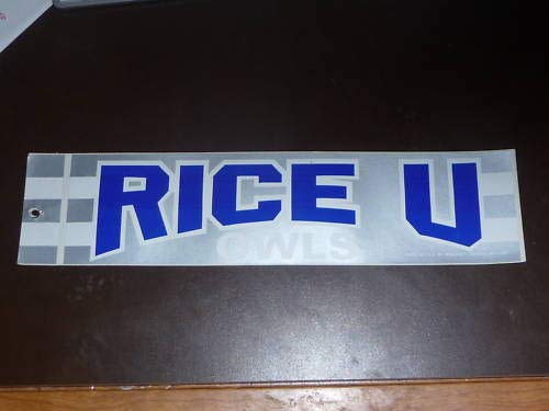 VINTAGE RICE OWLS COLLEGE BUMPER STICKER VERY COLORFUL