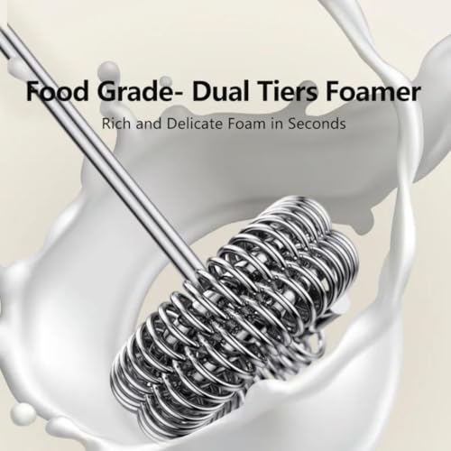 Image of Coffee Frother Electric Rechargeable Coffee Maker Machine for Home Electric Coffee Frother Machine & Milk Whisker with Dual Spring Tech GetSetNova | Free Recipe Book (Frother)
