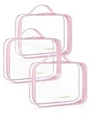 BAGSMART Clear Toiletry Bag, TSA Approved Travel Toiletry Bag Carry On Travel Accessories Bag Airport Airline Quart Size Bags water-resistant Makeup Bag for Women