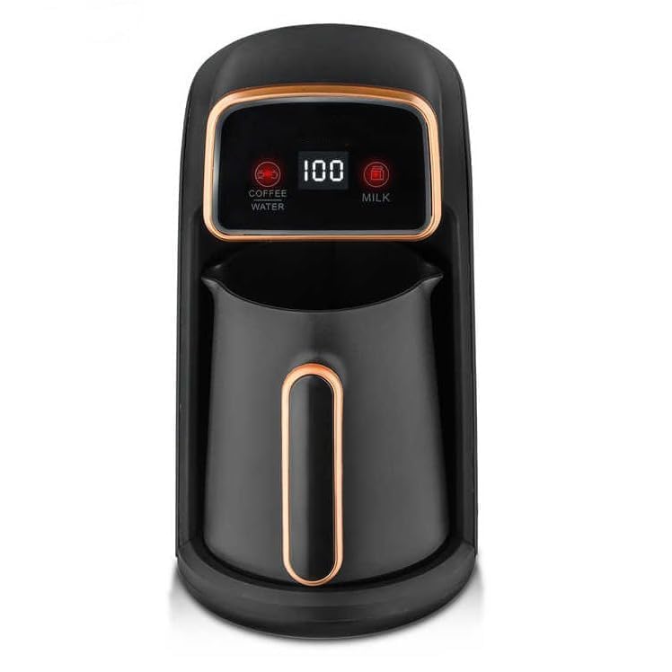 Image of Automatic Turkish Coffee Maker Machine, 1 to 4 Cups, Cordless Electric Coffee Pot, Electric Turkish Coffee Maker, 360 ML, Black /Gold (Black Gold 1)