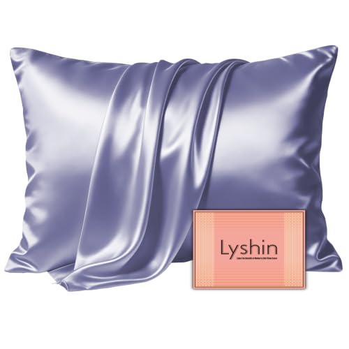 Image of LYSHIN Silk Pillow Cases Queen Size with Hidden Zipper, Grayish Blue | 19 Momme Mulberry Silk Pillowcase for Skin and Hair, Anti-Acne, Hypoallergenic, Cooling, Beauty Sleep, Gifts for Women