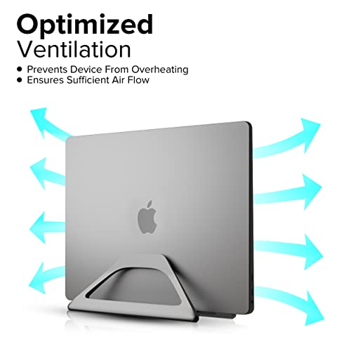 Elestoria Vertical Laptop Stand Holder- Adjustable Laptop Holder Vertical Fits All Macbook, Chromebook & Gaming Laptops - Grey #TOP4