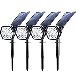 Nekteck Solar Lights, 10 LED Solar Spot Lights Outdoor, Waterproof 2-in-1 Solar Spotlights Outdoor, Wireless Solar Powered Landscape Lighting, Auto On/Off for Yard, Garden, Pool (4 Pack, Cold White)
