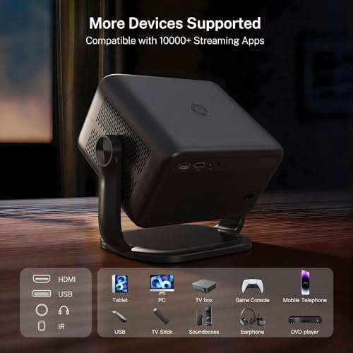 [AI Voice Assistant] Smart Projector with Android 14, Native 1080P 4K Supported, 800 ANSI, WiFi 6 & BT 5.4, AI Auto Focus/Keystone, 360° Rotating Portatif Projecteur Compatible with Netflix/iPhone/iOS — view 8