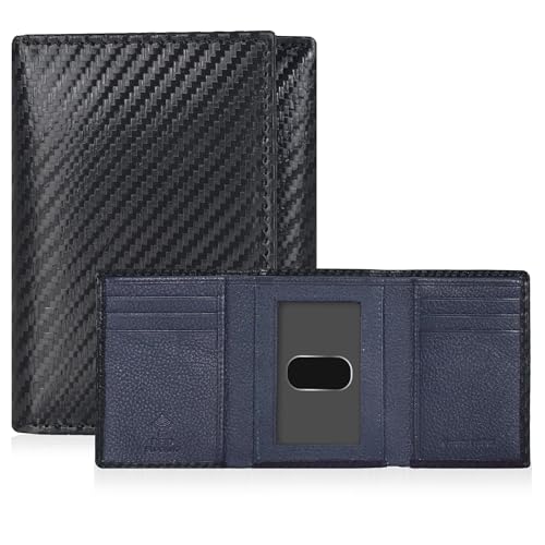 Image of Tri fold Leather Wallet for Men with RFID | Slim Wallets for Men with 1 ID and 6 Credit card slots | Front Pocket Minimalist