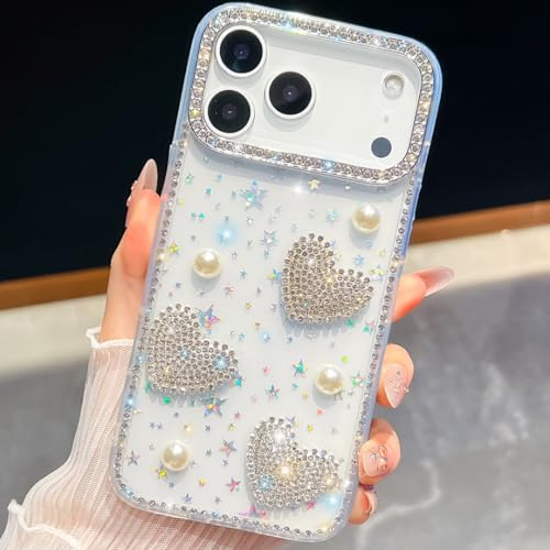 Coque paillettes iPhone 15 Pro avec cœur 3D pour illuminer vos soirées et vos moments précieux