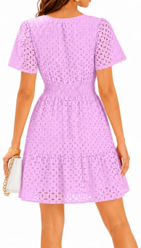 Image of INR Dress for Women Elastic Waist Hollow Out Embroidered A Line Casual Fashion Skirt Beach and Prom Cocktail Party Dresses