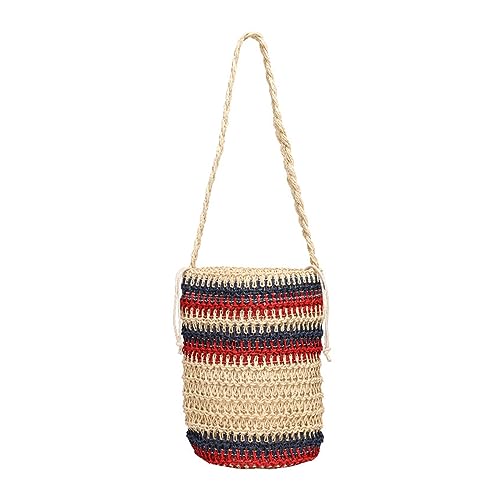Sac en paille tissée avec bandoulière et grand volume