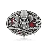 YOQUCOL Ghost Skeleton Skull Belt Buckle for Men American Native Western Cowboy Belt Buckle Red Enamel