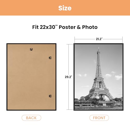 Image of upsimples 22x30 Picture Frame Black 3 Pack, Scratch-Proof Picture Frames 22 x 30 for Photo Gallery - Slide-in Strips, Horizontal or Vertical Wall Mounting