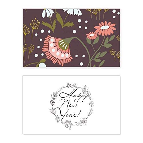 Tarjeta de Año Nuevo con flores marrones ideal para regalar y dedicar deseos