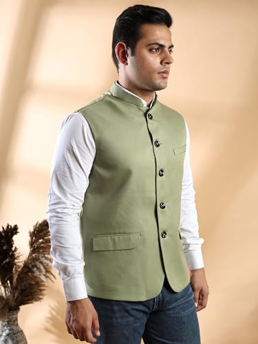 Image of Ethluxis Men's Designer Solid Nehru Jacket /Waist Coat /Bandhgala