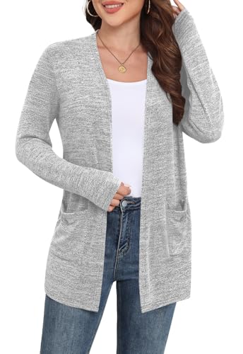 Image of Yincro Womens Lightweight Cardigan Long Sleeve Open Front Casual Sweater Cardigans with Pockets