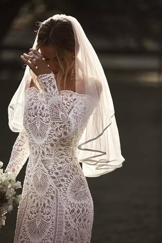 Simple Wedding Dresses for Bride Sexy Mermaid Lace Long Sleeve Bridal Dress for Bride with Train3