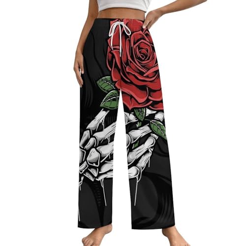 Bas de pyjama rose femme à motif crâne idéal pour vos soirées cocooning