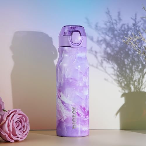 Image of BJPKPK 25 oz Insulated Water Bottle, Straw, Handle, Stainless Steel Flask | Leak Proof Locking Lid, Thermal, Double Wall Vacuum, Keeps Hot /Cold, BPA Free, Dishwasher Safe, Travel & Sports, Light Pink