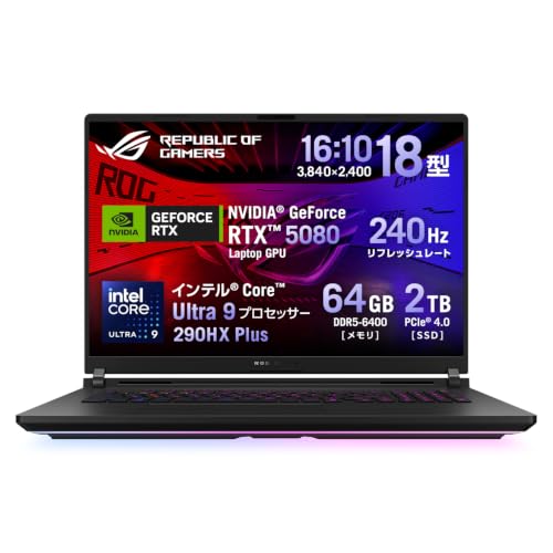 ASUS �Q�[�~���O�m�[�gPC ROG Strix SCAR 18 G835LWG 18�C���` GeForce RTX 5080 �C���e�� Core Ultra 9 290HX Plus ������ 64GB SSD 2TB ���t���b�V�����[�g240Hz �C��