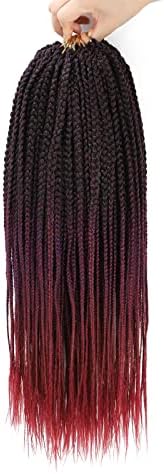 Goddess Box Braids Crochet Hair-18 Inch 7 Packs Crochet Box Braids, Box Braids Crochet Hair Pre looped Hair Extensions, Hippie Box Braid Braiding Hair, Bohemian Knotless Crochet Hair for Black Women(18 inch-7packs,1b/purple/900)
