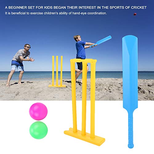 Kids Cricket Set Heavy-Duty ABS Plastic Cricket Bat Set Cricket Bat and Ball Beach Wicket Stand Kit for Children Toddler Parent-Child Sports Interaction Hand-Eye Coordination Cultivation Sports Game - Thumbnail 4