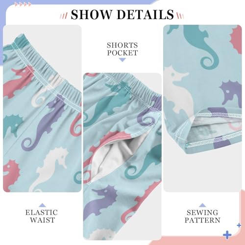 ZZXXB Seahorse Colorful Print Boys Long Pants Soft Trousers Elastic Waist Kids Lounge Bottoms with Pockets S-XL4