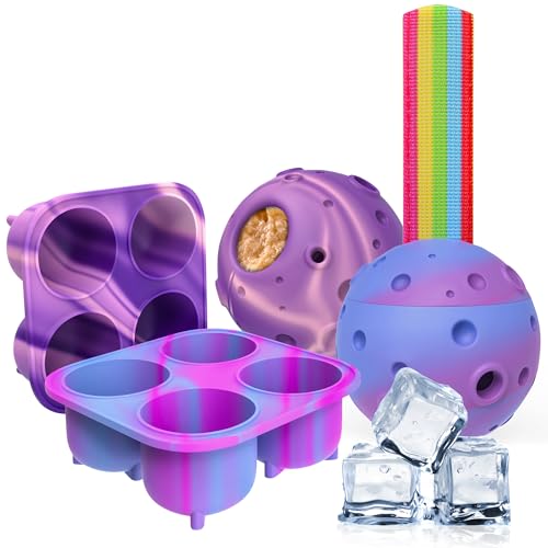 2 Pack Interactive Dog Toys, Treat Dispensing Dog Toys To Keep Them Busy, 2 In 1 Dog Toy Refillable Homemade Freezable Dog Food With Cleaning Brush, Reduces Anxiety Dog Chew Toy for Indoor and outdoor