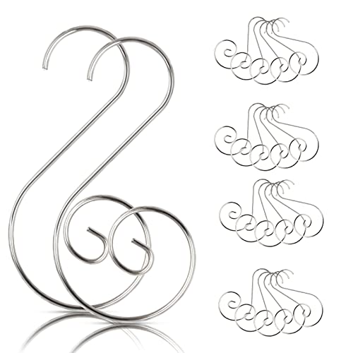 HAMOOM 100 pièces Crochet pour Boules Noël Crochets d'Ornement d'arbre de Noël Crochet de Noël en Forme de S pour Cintre de Suspension Sapin Noël Cheminée Décoration Fête Argent Cover