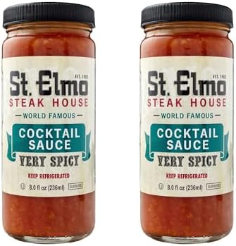 St. Elmo Cocktail Sauce, Extra Spicy Seafood Sauce and Cocktail Sauce for Shrimp, World Famous 8 Fl Oz (2 Pack)