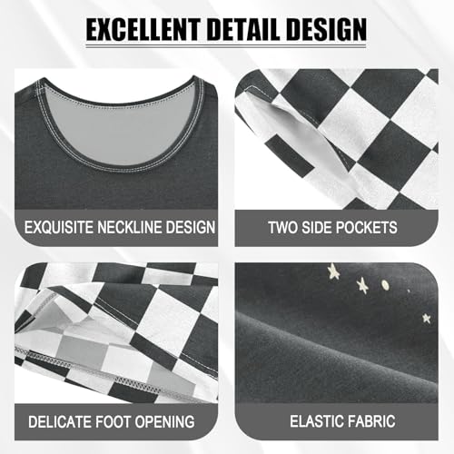 Checkerboard Plaid Bear Moon Black Pajama Set Short Sleeve Summer Pajamas Shorts Sets PJ Clothes Set Soft 5Y4