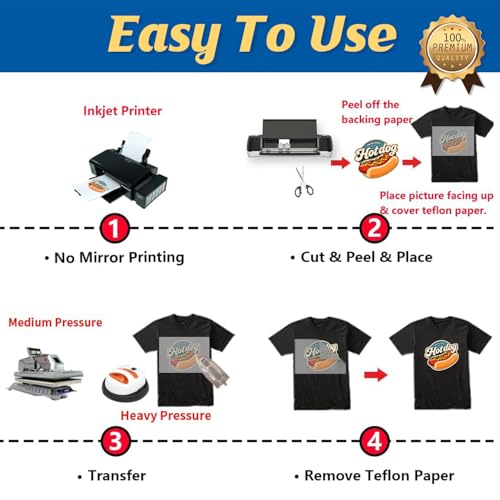 Image of TransOurDream Printable Heat Transfer Paper for Dark and Light T Shirts (50+50 Sheets, 8.5x11, Mix Pack) Iron on HTV Vinyl Transfers Paper for Inkjet Printers