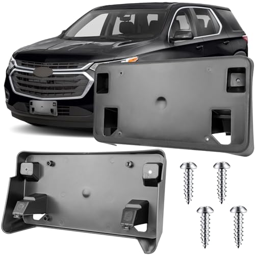 Image of License Plate Bracket Accessories for Chevrolet Chevy Traverse 2018 2019 2020 2021, Front Bumper License Plate Holder Replacement Frame Black Mount
