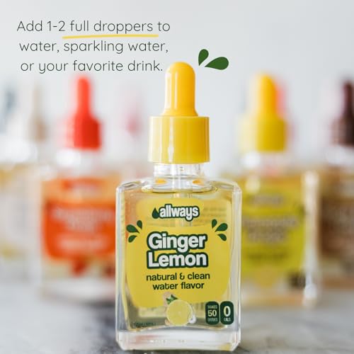 Image of Allways Drops Ginger Lemon Water Enhancer | Sugar Free | 50 Servings