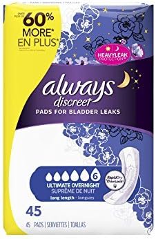 AlwaysDiscreet, Incontinence Pads, Ultimate Overnight, Long Length, 45 Count - Pack of 2