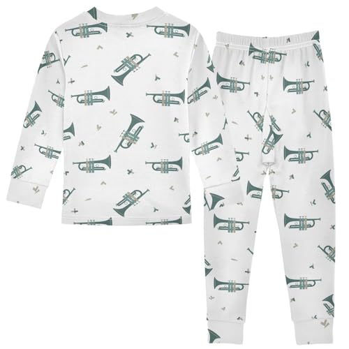 Pajama Sets Long Sleeve Musical Instrument Trumpet Soft Comfy Sleepwear 2 Piece PJS 3-8T3