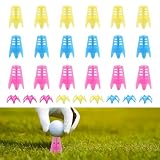 Zyluniy Golf Tees Kunststoff, 27 Stück Golf-Simulator-Tees Wiederverwendbar, Golftees Trainings Bunt Tragbare Drinnen Draußen für Winterrasen Driving Range(Blau, Gelb, Rosa)