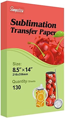 Stampcolour Sublimation Paper 8.5x14 Inches 130 Sheets Heat Transfer Paper for Any Epson HP Canon Sawgrass Inkjet Printer With Sublimation Ink for Sublimation Tumbler Blank,T-Shirts,DIY 125gsm