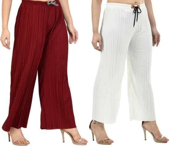 Image of Women's Lycra Palazzo - Stretchable & Comfortable | Premium Fabric | Stylish Free Size Bottom Wear for Casual, Office & Party Outfits