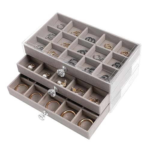 Boîte à bijoux en acrylique 45 compartiments pour boucles d'oreilles